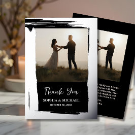 Elegant Wedding Thank You Card 2 Photo Silver  箔シーズンカード