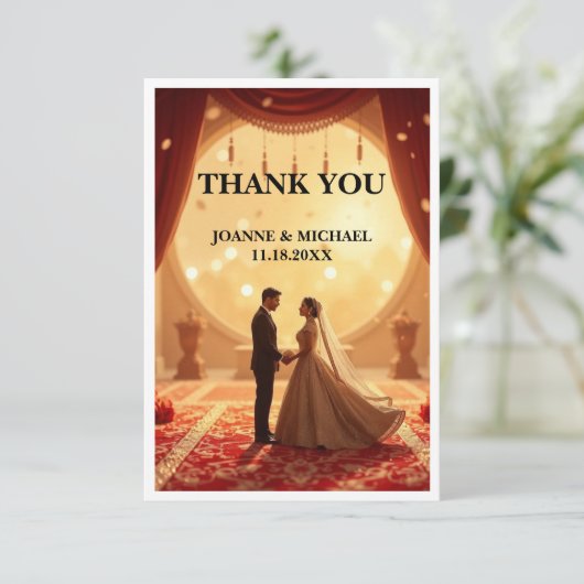 Elegant Wedding Thank You Card – Blush Floral Wate サンキューカード (スタンド正面)