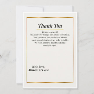 Elegant Wedding Thank You Card | Minimal Classic  招待状