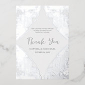 Elegant Wedding Thank You Card Photo Silver Foil 箔シーズンカード (正面)