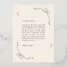 Elegant Wedding Thank-You Card – Ribbon Corners wi 箔招待状