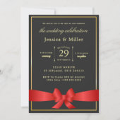 Elegant Wedding Ticket Invitation with Red Ribbon 招待状 (正面)