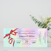 Elegant Wedding Ticket Invitation with Red Ribbon 招待状 (スタンド正面)