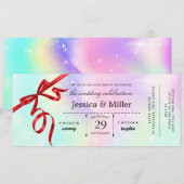 Elegant Wedding Ticket Invitation with Red Ribbon 招待状 (正面/裏面)