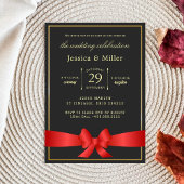 Elegant Wedding Ticket Invitation with Red Ribbon 招待状