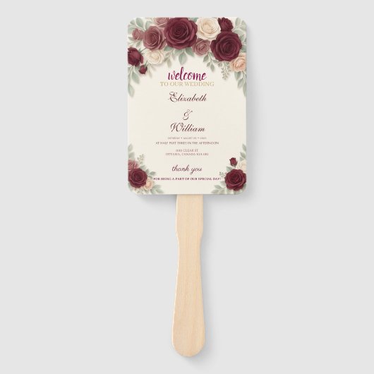 Elegant Wedding Timeline Program Hand Fan ハンドファン (正面)