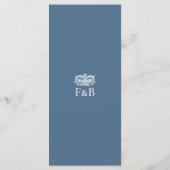 Elegant Wedding Vintage Floral Monogram Blue メニュー (裏面)