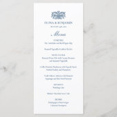 Elegant Wedding Vintage Floral Monogram Blue メニュー (正面)