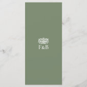 Elegant Wedding Vintage Floral Monogram Green メニュー (裏面)