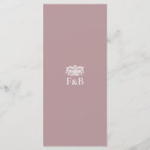 Elegant Wedding Vintage Floral Monogram Pink メニュー (裏面)