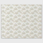 Elegant Wedding Watercolor Church Florals Rings ラッピングペーパー (フラット)