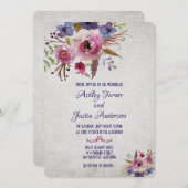 Elegant Wedding Watercolor Flowers Invitations 招待状 (正面/裏面)