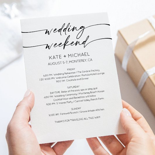 Elegant Wedding Weekend Itinerary Invitation 招待状
