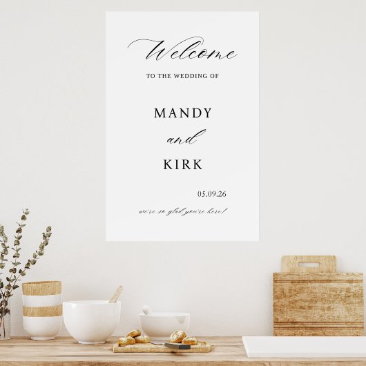 Elegant Wedding Welcome Sign Poster ポスター (キッチン)