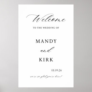 Elegant Wedding Welcome Sign Poster ポスター