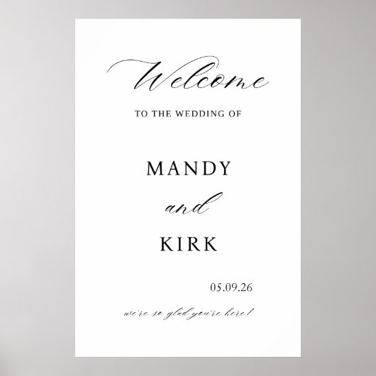Elegant Wedding Welcome Sign Poster ポスター (正面)