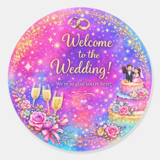 Elegant Wedding Welcome Sticker ラウンドシール (正面)