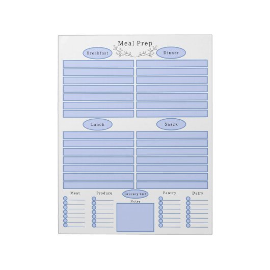 Elegant Weekly Meal Planner Shopping List Notepad ノートパッド (回転)