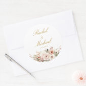 Elegant, weiß, pastellfarben, Blume ラウンドシール (封筒)