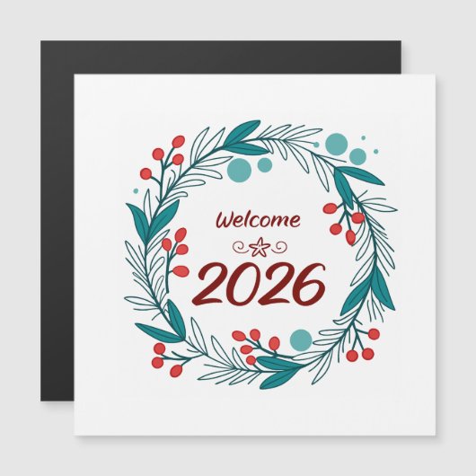 Elegant Welcome to 2026 – Festive Laurel Wreath (正面/裏面)