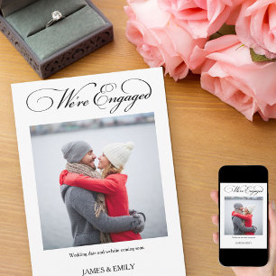 Elegant We're Engaged スクリプト写真 記念日お知らせ 案内状