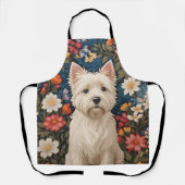 Elegant West Highland Terrier Colorful Floral エプロン (正面)