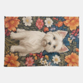 Elegant West Highland Terrier Colorful Floral キッチンタオル (横)