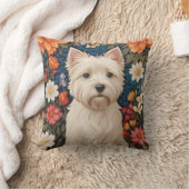 Elegant West Highland Terrier Colorful Floral クッション (ブランケット)