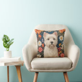 Elegant West Highland Terrier Colorful Floral クッション (椅子)