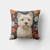 Elegant West Highland Terrier Colorful Floral クッション (裏面)