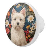 Elegant West Highland Terrier Colorful Floral セラミックノブ (右)