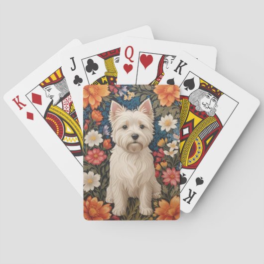 Elegant West Highland Terrier Colorful Floral トランプ (裏面)