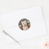 Elegant West Highland Terrier Colorful Floral ラウンドシール (封筒)