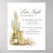 Elegant Western Baby Shower Late Night Diapers ポスター (正面)