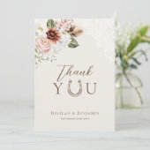 Elegant Western Cowboy Floral Crest Script サンキューカード (スタンド正面)