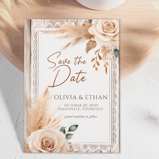 Elegant Western Rustic Floral Wedding セーブザデート