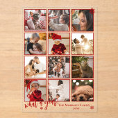 Elegant What A Year 12 Photo Snowflakes アクリル招待状 (正面)