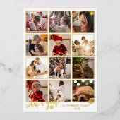 Elegant What A Year 12 Photo Snowflakes 箔シーズンカード (正面)