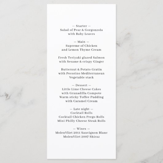 Elegant Whimsical Black Bow Tie Monogram Wedding メニュー (裏面)