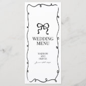 Elegant Whimsical Black Bow Tie Monogram Wedding メニュー (正面)