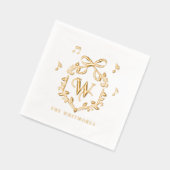 Elegant Whimsical Christmas Monogram Crest Bow 箔ナプキン (左)
