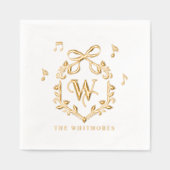 Elegant Whimsical Christmas Monogram Crest Bow 箔ナプキン (正面)