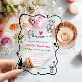 Elegant Whimsical Hand Drawn Bridal Shower アクリル招待状