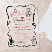 Elegant Whimsical Hand Drawn Bridal Shower アクリル招待状