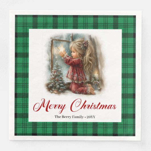 Elegant Whimsical Painted Winter Scene Napkins (正面)