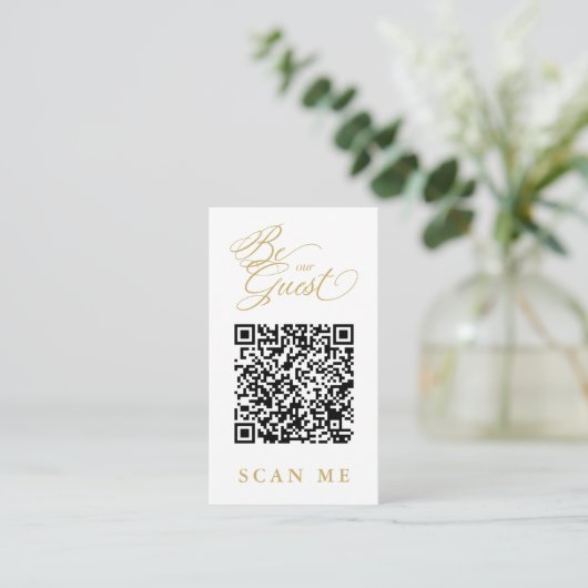 Elegant Whimsical Script Photo Qr Code Wedding エンクロージャーカード (スタンド正面)