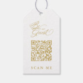 Elegant Whimsical Script Photo Qr Code Wedding ギフトタグ (正面)