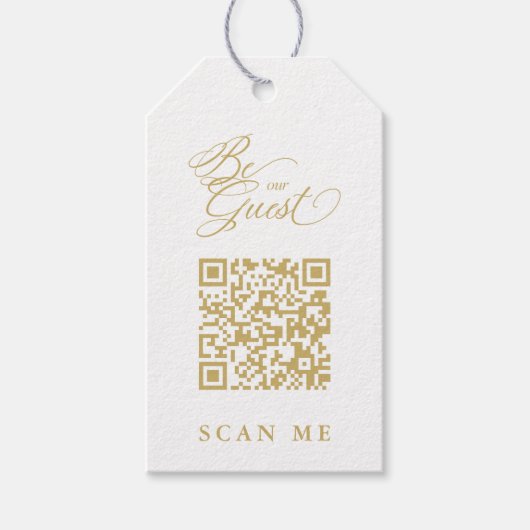 Elegant Whimsical Script Photo Qr Code Wedding ギフトタグ (正面)