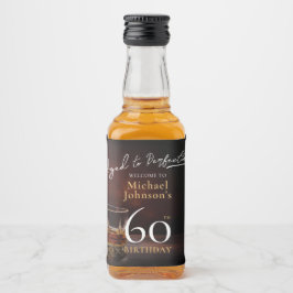 Elegant Whiskey Black Gold 60th Birthday Party リキュールボトルラベル