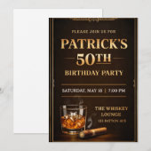 Elegant Whiskey Theme Party Invite, Black & Gold  招待状 (正面/裏面)